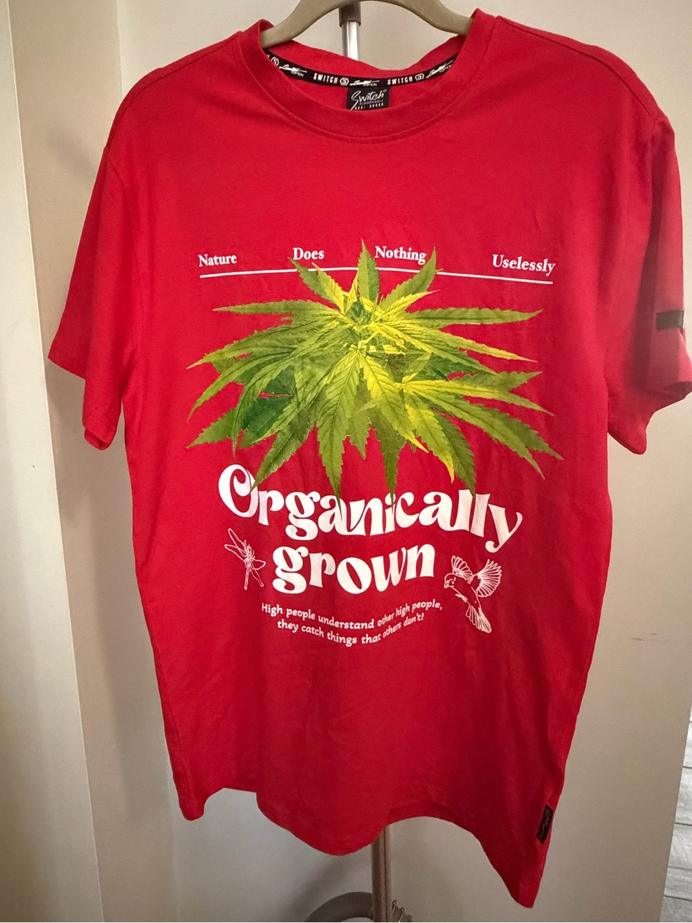 Organically Grown Graphic Tee - Red with Green Print